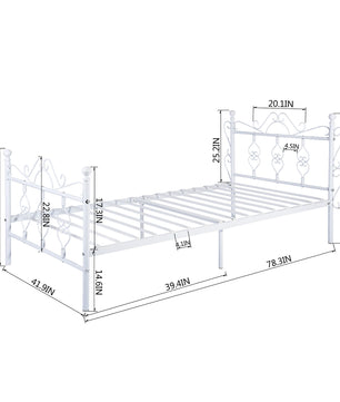 Twin Bed Metal Bed Frame With Headboard And Footboard Single Platform Mattress Base F408 - Lusy Store