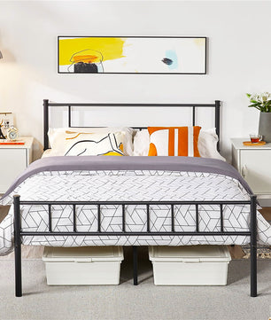 Twin Bed Metal Full Bed with Headboard and Footboard Bed Frame Furniture Bedroom F380 - Lusy Store