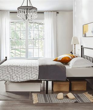 Twin Bed Metal Full Bed with Headboard and Footboard Bed Frame Furniture Bedroom F380 - Lusy Store
