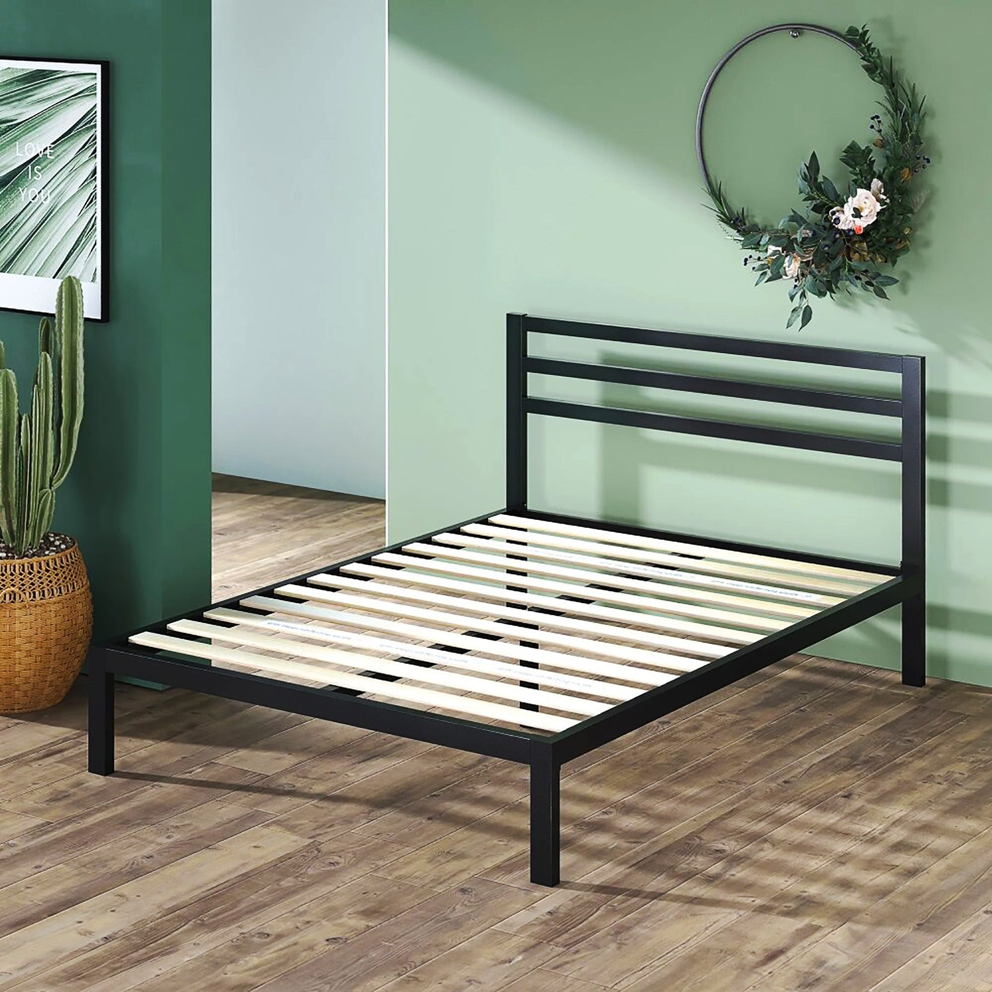 Twin Bed Metal Platform Bed Frame with Headboard Bedroom Set Furniture F385 - Lusy Store