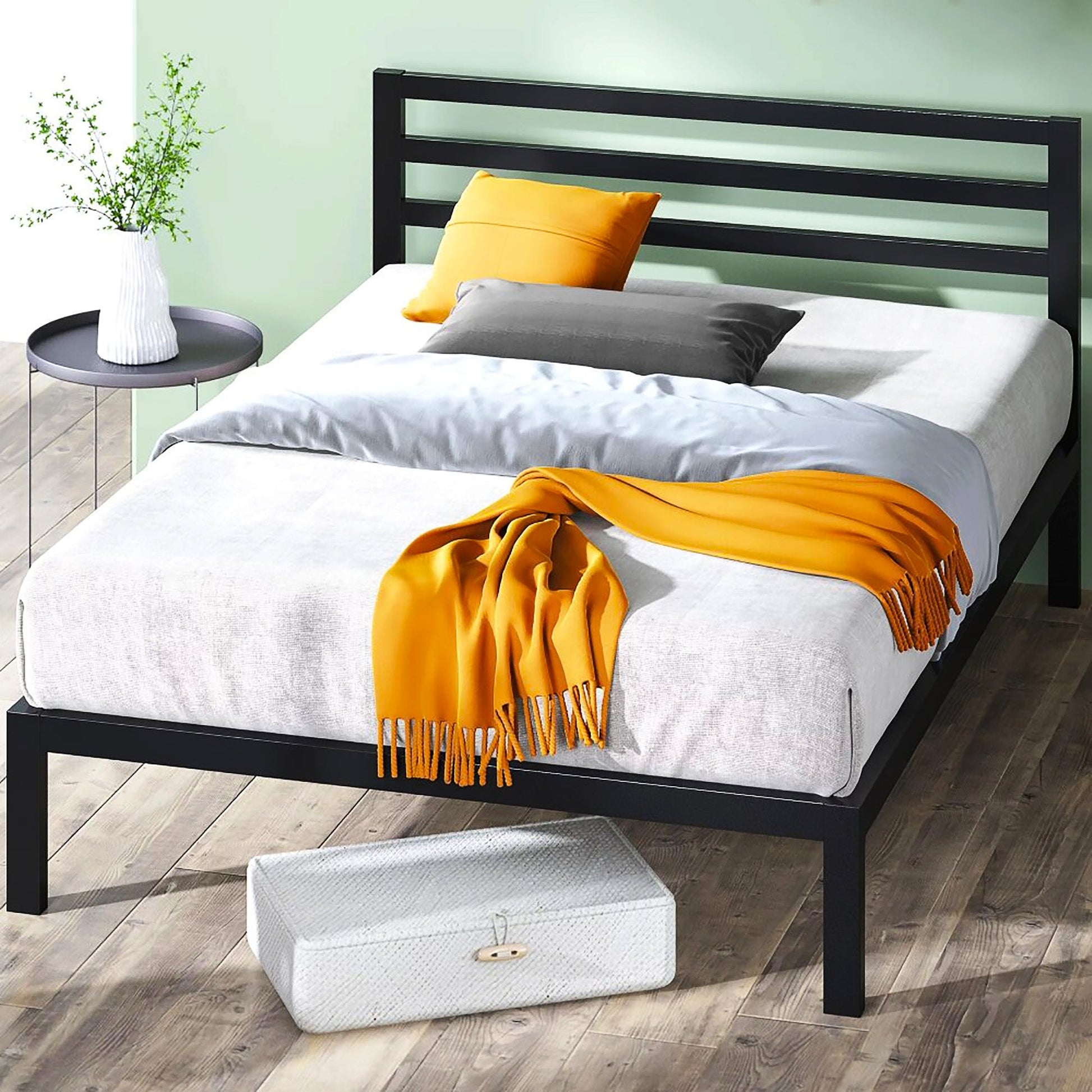 Twin Bed Metal Platform Bed Frame with Headboard Bedroom Set Furniture F385 - Lusy Store