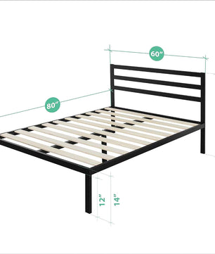 Twin Bed Metal Platform Bed Frame with Headboard Bedroom Set Furniture F385 - Lusy Store