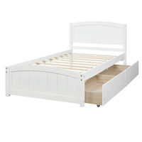Twin Bed Solid Wood Platform Bed with Two Drawers Bed Frame No Spring Box Needed F405 - Lusy Store