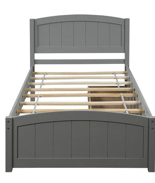 Twin Bed Solid Wood Platform Bed with Two Drawers Bed Frame No Spring Box Needed F405 - Lusy Store