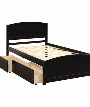 Twin Bed Solid Wood Platform Bed with Two Drawers Bed Frame No Spring Box Needed F405 - Lusy Store