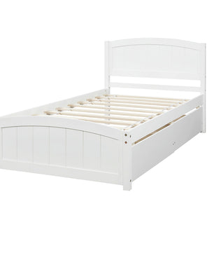 Twin Bed Solid Wood Platform Bed with Two Drawers Bed Frame No Spring Box Needed F405 - Lusy Store