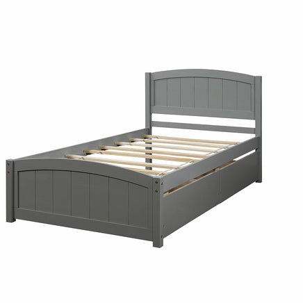 Twin Bed Solid Wood Platform Bed with Two Drawers Bed Frame No Spring Box Needed F405 - Lusy Store