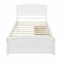 Twin Bed Solid Wood Platform Bed with Two Drawers Bed Frame No Spring Box Needed F405 - Lusy Store