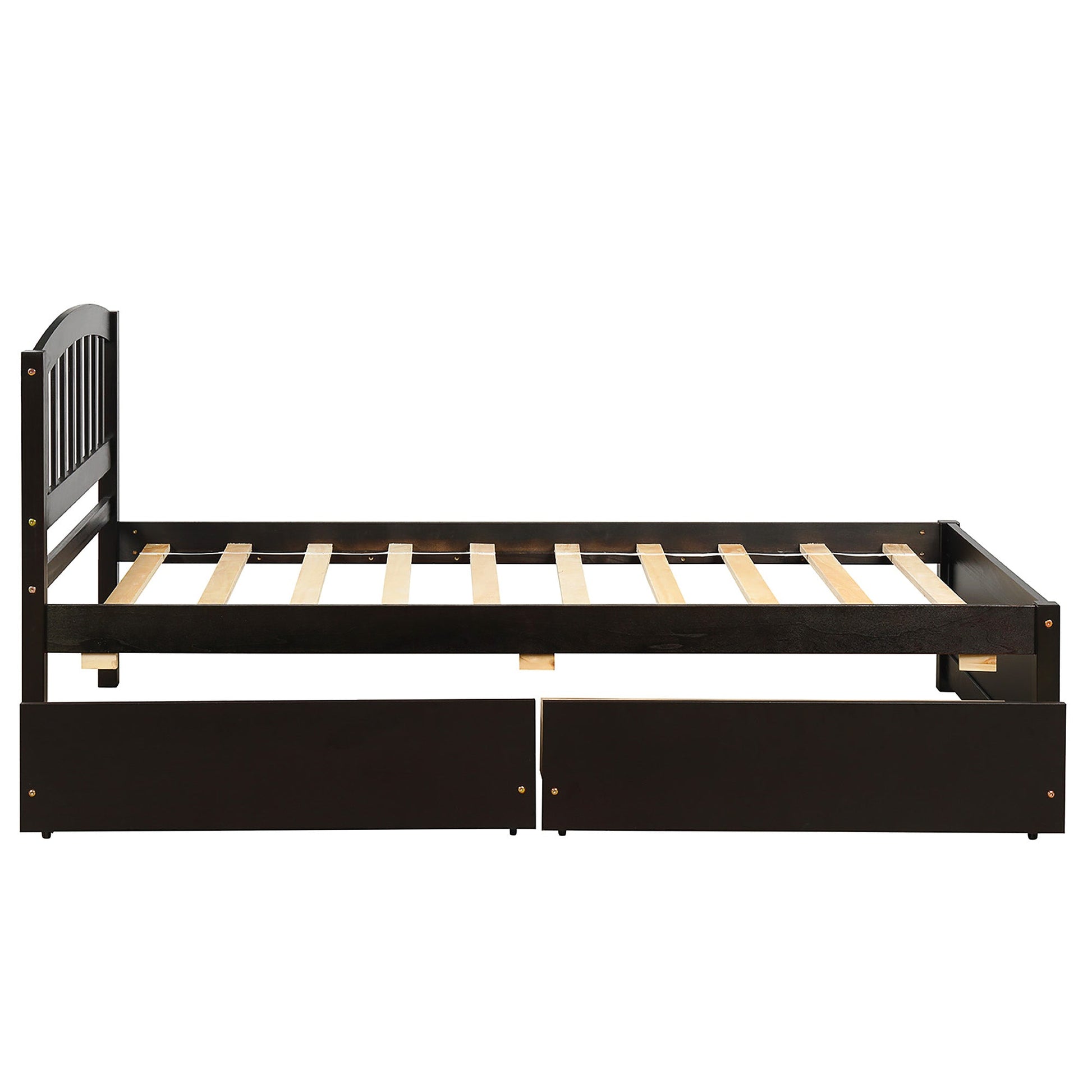 Twin Bed Solid Wood Platform Bed with Two Drawers Bed Frame No Spring Box Needed F405 - Lusy Store