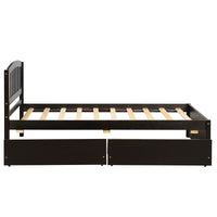Twin Bed Solid Wood Platform Bed with Two Drawers Bed Frame No Spring Box Needed F405 - Lusy Store