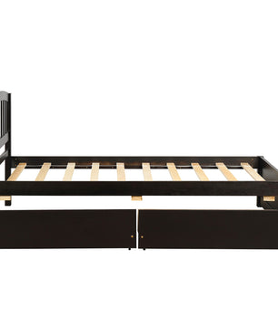 Twin Bed Solid Wood Platform Bed with Two Drawers Bed Frame No Spring Box Needed F405 - Lusy Store