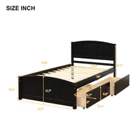 Twin Bed Solid Wood Platform Bed with Two Drawers Bed Frame No Spring Box Needed F405 - Lusy Store