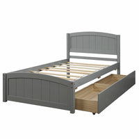 Twin Bed Solid Wood Platform Bed with Two Drawers Bed Frame No Spring Box Needed F405 - Lusy Store