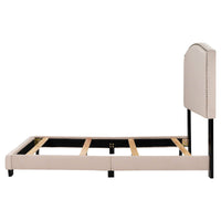 Twin Bed Upholstered Platform Bed With Wooden Slats And Nailhead Detail F404 - Lusy Store