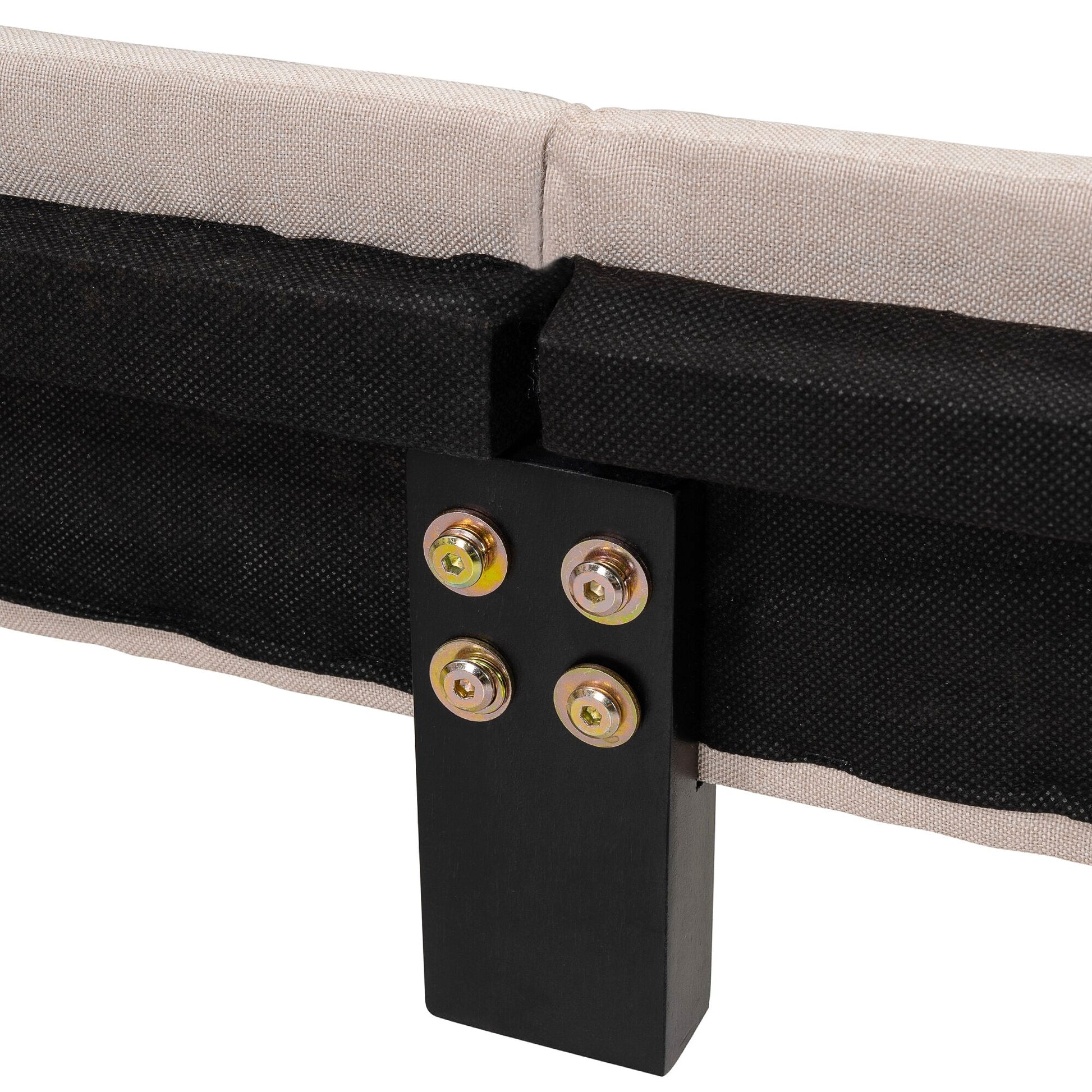 Twin Bed Upholstered Platform Bed With Wooden Slats And Nailhead Detail F404 - Lusy Store