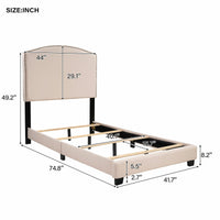 Twin Bed Upholstered Platform Bed With Wooden Slats And Nailhead Detail F404 - Lusy Store