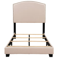 Twin Bed Upholstered Platform Bed With Wooden Slats And Nailhead Detail F404 - Lusy Store