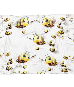Minecraft Feece Blanket Minecraft Bees Mix Art White Blanket Warm And Super Comfortable Best Gift For Kids - Lusy Store