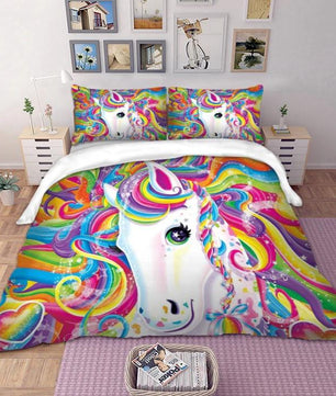 Unicorn 3D Bedding Sets Colourful Bed Linen Duvet Cover Kids Bedding Sets Twin/Full/Queen/King Size - Lusy Store