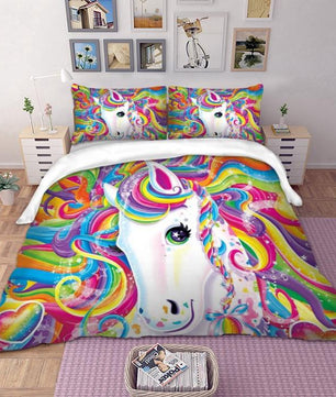 Unicorn 3D Bedding Sets Colourful Bed Linen Duvet Cover Kids Bedding Sets Twin/Full/Queen/King Size - Lusy Store