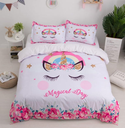 Unicorn Bedding 3D Fresh Watercolor Bedding Quilt Cover Pillowcase A1152 - Lusy Store