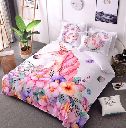 Unicorn Bedding 3D Fresh Watercolor Bedding Quilt Cover Pillowcase A1153 - Lusy Store