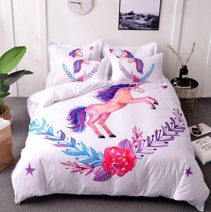 Unicorn Bedding 3D Fresh Watercolor Bedding Quilt Cover Pillowcase A1155 - Lusy Store