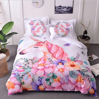 Unicorn Bedding 3D Fresh Watercolor Bedding Quilt Cover Pillowcase A1156 - Lusy Store