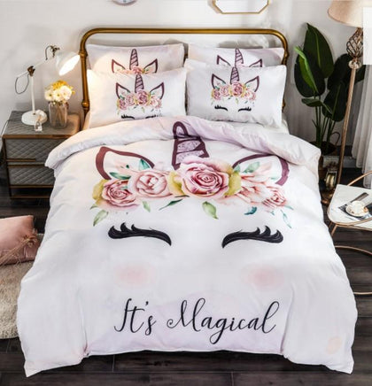 Unicorn Bedding 3D Fresh Watercolor Bedding Quilt Cover Pillowcase A1157 - Lusy Store