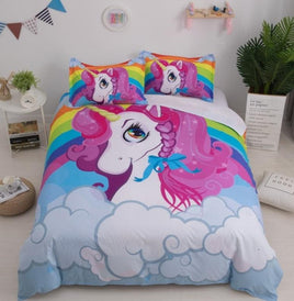 Unicorn Bedding 3D Fresh Watercolor Bedding Quilt Cover Pillowcase A1159 - Lusy Store