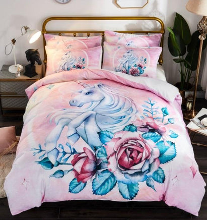 Unicorn Bedding 3D Fresh Watercolor Bedding Quilt Cover Pillowcase A1160 - Lusy Store