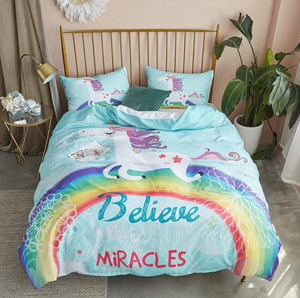 Unicorn Bedding 3D Home Textile Cross-Border Rainbow Unicorn Digital - Lusy Store