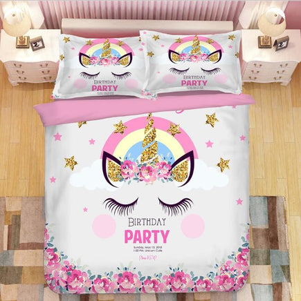 Unicorn Bedding 3D Printing Cute Bedding Sets For Girls Kids BD159 - Lusy Store