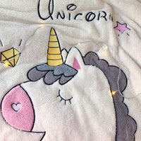 Unicorn Bedding Embroidered Lamb Cashmere Thick Warm Coral Velvet Girl Heart Quilt Bedding - Lusy Store