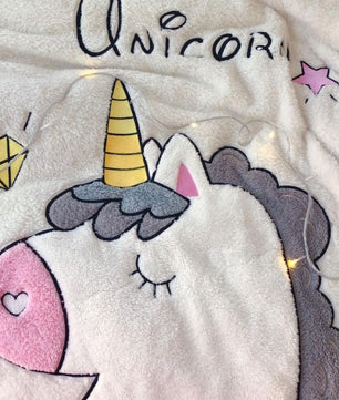 Unicorn Bedding Embroidered Lamb Cashmere Thick Warm Coral Velvet Girl Heart Quilt Bedding - Lusy Store
