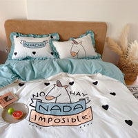 Unicorn Bedding Fresh Embroidery Washed Cotton Bedding - Lusy Store