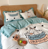 Unicorn Bedding Fresh Embroidery Washed Cotton Bedding - Lusy Store