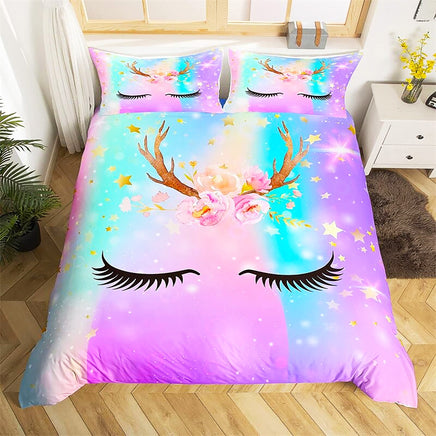 Unicorn Bedding Set Luminous 3D Cartoon Animal Pattern Bedroom Decor For Girls D545 - Lusy Store