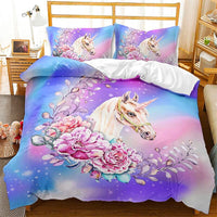 Unicorn Bedding Set Luminous 3D Cartoon Animal Pattern Bedroom Decor For Girls D545 - Lusy Store