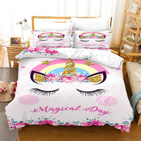 Unicorn Bedding Set Luminous 3D Cartoon Animal Pattern Bedroom Decor For Girls D545 - Lusy Store