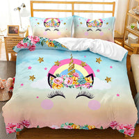 Unicorn Bedding Set Luminous 3D Cartoon Animal Pattern Bedroom Decor For Girls D545 - Lusy Store