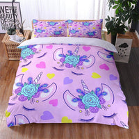 Unicorn Bedding Set Luminous 3D Cartoon Animal Pattern Bedroom Decor For Girls D545 - Lusy Store