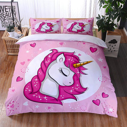 Unicorn Bedding Set Luminous 3D Cartoon Animal Pattern Bedroom Decor For Girls D545 - Lusy Store