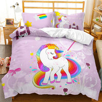 Unicorn Bedding Set Luminous 3D Cartoon Animal Pattern Bedroom Decor For Girls D545 - Lusy Store