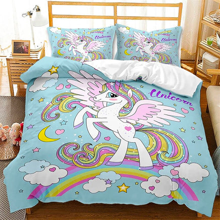 Unicorn Bedding Set Luminous 3D Cartoon Animal Pattern Bedroom Decor For Girls D545 - Lusy Store