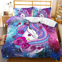 Unicorn Bedding Set Luminous 3D Cartoon Animal Pattern Bedroom Decor For Girls D545 - Lusy Store