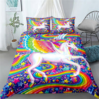 Unicorn Bedding Set Luminous 3D Cartoon Animal Pattern Bedroom Decor For Girls D545 - Lusy Store