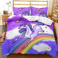 Unicorn Bedding Set Luminous 3D Cartoon Animal Pattern Bedroom Decor For Girls D545 - Lusy Store