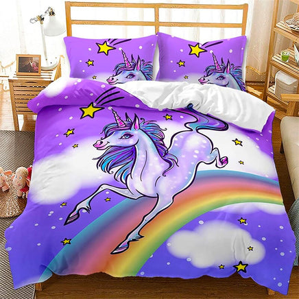 Unicorn Bedding Set Luminous 3D Cartoon Animal Pattern Bedroom Decor For Girls D545 - Lusy Store