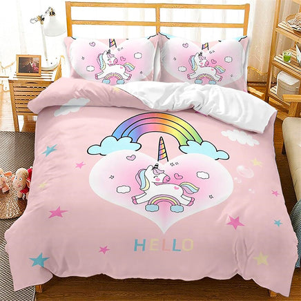 Unicorn Bedding Set Luminous 3D Cartoon Animal Pattern Bedroom Decor For Girls D545 - Lusy Store